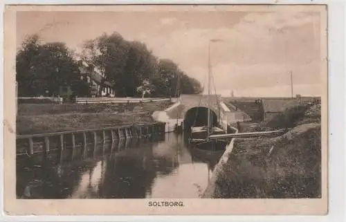 2959 JEMGUM - HOLTGASTE - SOLTBORG, Partie an der Brücke, Frachtschiff, 1917, Feldpost, Verlag Saul