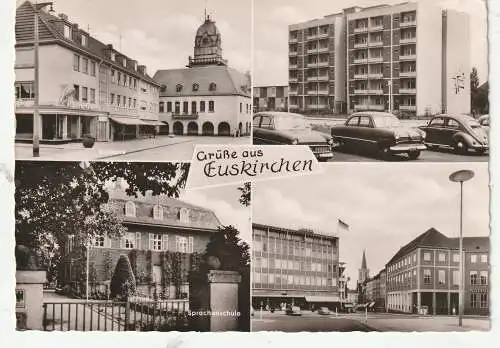 [Ansichtskarte] 5350 EUSKIRCHEN, Sprachenschule, Rathaus, Innenstadt, FORD, OPEL, VW - Käfer, 1961, belgische Militärpost. 
