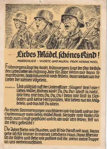 [Ansichtskarte] MILITÄR - 2. WELTKRIEG - WEHRMACHT, Musik "Liebes Mädel, schönes Kind", 1943, Feldpost Lazarett Idstein. 