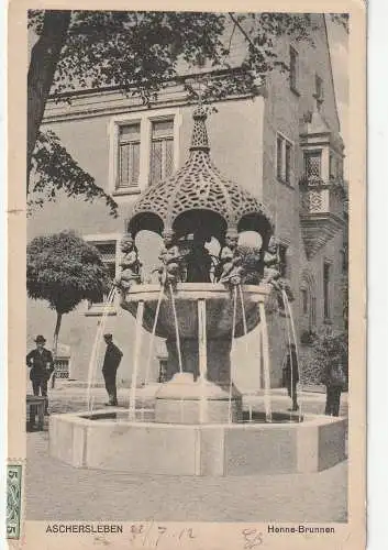 [Ansichtskarte] 0-4320 ASCHERSLEBEN, Henne - Brunnen, 1912. 