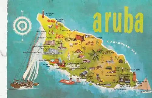 ARUBA - Landkarte / Map, Haiti Briefmarken / stamps, seapost