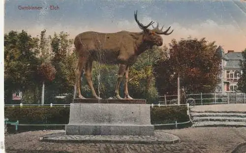 OSTPREUSSEN - GUMBINNEN / GUSSEW, Elchdenkmal, leichte Druckstellen