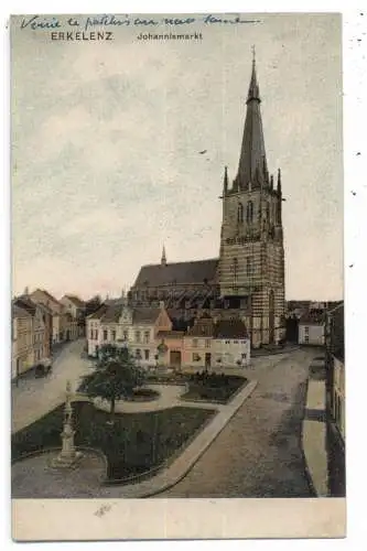 [Ansichtskarte] 5140 ERKELENZ, Johannismarkt, Kirche, coloriert, 1919. 