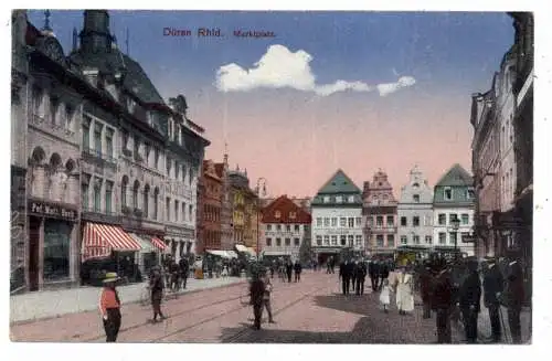 [Ansichtskarte] 5160 DÜREN, Marktplatz, belebte Szene. 