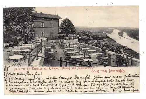 5330 KÖNIGSWINTER, Drachenfels - Terrasse 1903, Blick auf Rhöndorf, Honnef und Nonnenwerth