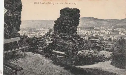 [Ansichtskarte] 5300 BONN - BAD GODESBERG, Blick aus den Ruinenresten der Godesburg, 1913. 