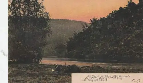 [Ansichtskarte] 5600 WUPPERTAL - CRONENBERG, Burgholz, Die Wupper am dritten Kotten 1907, Verlag Biegel. 