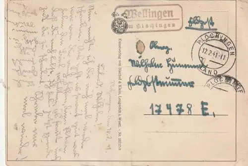 7311 NOTZINGEN - WELLINGEN, Postgeschichte, Landpoststempel "Wellingen über Plochingen", 1941, deutsche Feldpost
