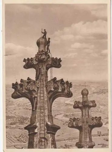 5000 KÖLN, KÖLNER DOM, Montage der der Blitzableiteranlage auf den Domtürmen durch die Fa. Graff