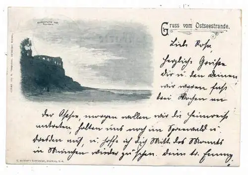 [Ansichtskarte] POMMERN - HOFF / TRZESACZ, Kirchenruine an der Ostsee, ca. 1900, rückseitig Klebereste. 