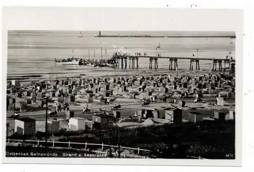 [Ansichtskarte] POMMERN - SWINEMÜNDE / SWINOUJSCIE, Strand und Seebrücke, Verlag Rubin. 