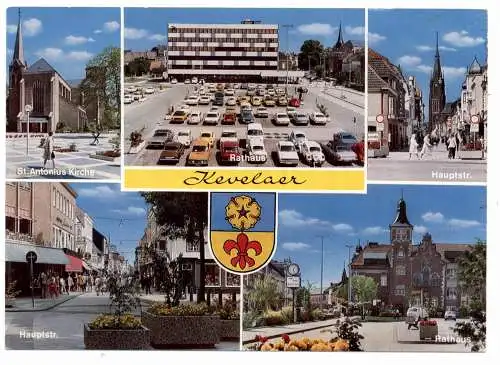 [Ansichtskarte] 4178 KEVELAER, Rathaus, hauptstrasse, St. Antonius Kirche... 