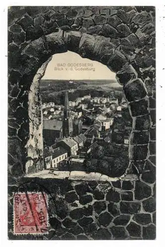 [Ansichtskarte] 5300 BONN - BAD GODESBERG, Blick durch ein Fenster der Godesburg, 1913. 