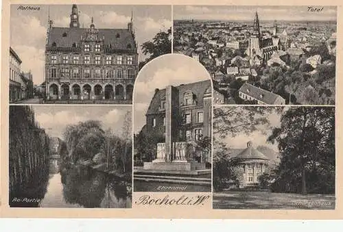 [Ansichtskarte] 4290 BOCHOLT, Rathaus, Schützenhaus, Ehrenmal.... 