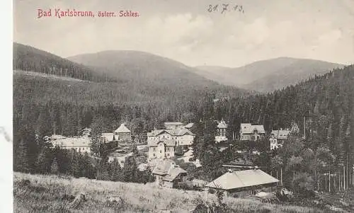 BÖHMEN & MÄHREN  - BAD KARLSBRUNN / KARLOVA STUDANKA, Gesamtansicht 1913