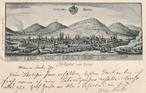 [Ansichtskarte] 3380 GOSLAR, Historische Ansicht nach Merian, 1902. 
