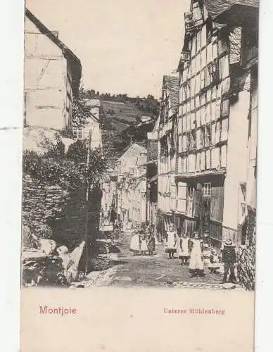 [Ansichtskarte] 5108 MONSCHAU, Unterer Mühlenberg, viele Kinder, ca. 1905. 
