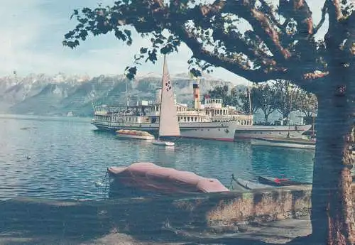 [Ansichtskarte] BINNENSCHIFFE - GENFER SEE / LAC LEMAN, "Schaufelraddampfer "GENEVE", 1961. 