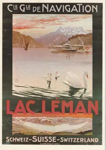 [Ansichtskarte] BINNENSCHIFFE - GENFER SEE / LAC LEMAN, Werbeplakat 1900, REPRO. 