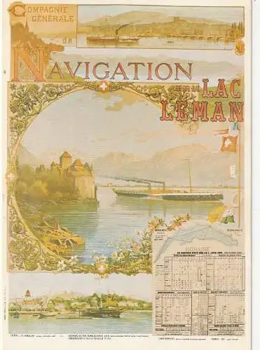 [Ansichtskarte] BINNENSCHIFFE - GENFER SEE / LAC LEMAN, Werbeplakat 1891, REPRO. 