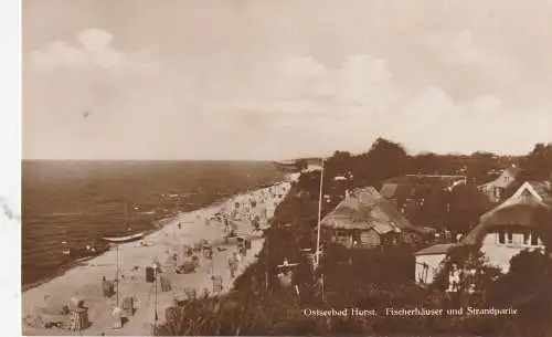 [Ansichtskarte] POMMERN - SEEBAD HORST, Fischerhäuser und Strandpartie, Verlag Sikorsky. 