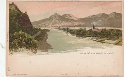 [Ansichtskarte] 5480 REMAGEN, Insel Nonnenwerth, Rolandsbogen, Siebengebirge, Lithographie, ca. 1900. 