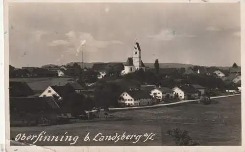 8911 FINNING - OBERFINNING, Blick auf den Ort 1939, Landpoststempel - deutsche Feldpost, Eckknick