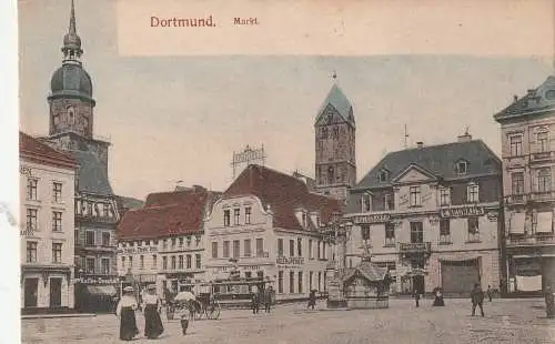 4600 DORTMUND, Markt, ca. 1905, coloriert