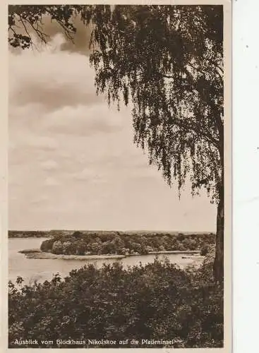 1000 BERLIN - WANNSEE, Blick von Blockhaus Nikolskoe auf die Pfaueninsel, 1934, Verlag Wiesebach