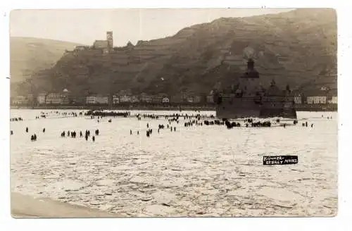 [Ansichtskarte] 5425 KAUB, Der zugefrorene Rhein, Januar 1929, Photo-AK. 