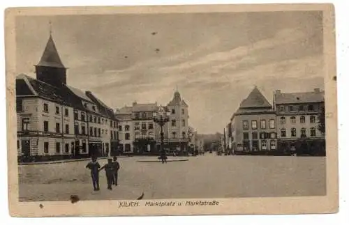 [Ansichtskarte] 5170 JÜLICH, Markt und Marktstrasse, 1920. Verlag Flamm. 