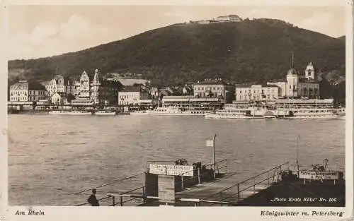 5330 KÖNIGSWINTER, KD - Dampfer im Fahnenschmuck vor Königswinter, Fähranleger Mehlem, 1936, Verlag Katz # 506