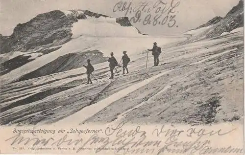 [Ansichtskarte] SPORT - BERGSTEIGEN / CLIMBING, Zugspitzbesteigung am "Schneeferner", 1903. 