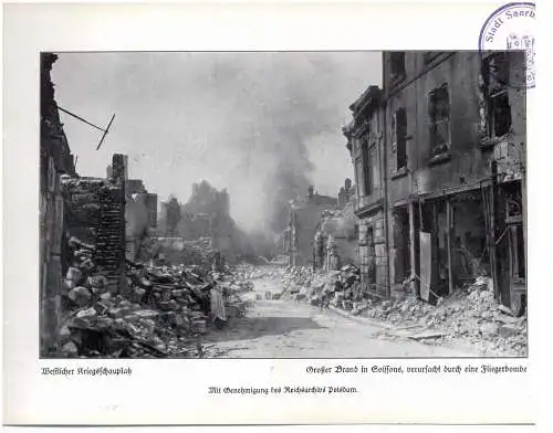 F 02200 SOISSONS, 1. Weltkrieg, Großer Brand verursacht durch eine Fliegerbombe, Photo 24 x 16,7 cm