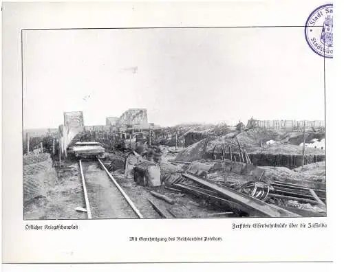 BELARUS / WEISSRUSSLAND - PINSK, 1. Weltkrieg, Zerstörte Eisenbahnbrücke über den Jesselda, Photo 24 x 16,7 cm