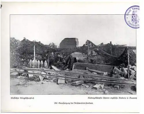 [Ansichtskarte] F 80370 BEAUMETZ, 1. Weltkrieg, Niedergekämpfte schwere englische Batterie in Beaumetz, Photo 24 x 16,7 cm. 