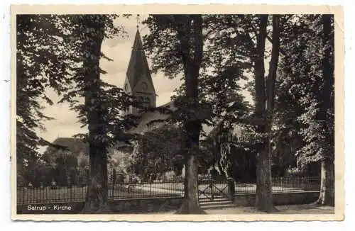[Ansichtskarte] 2394 MITTELANGELN - SATRUP, Friedhof und Kirche, 1951, Foto - Remmer, Druckstelle. 