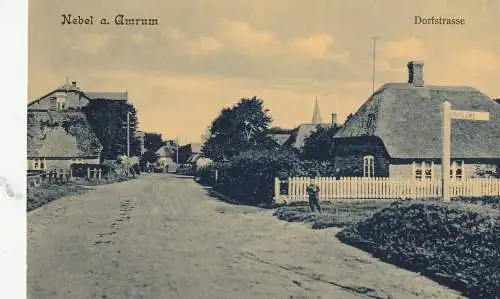 [Ansichtskarte] 2278 NEBEL / Amrum, Dorfstrasse, Wegweiser "Erholung", 1909. 