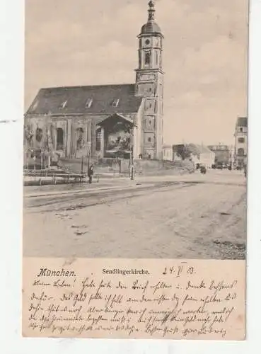 [Ansichtskarte] 8000 MÜNCHEN - SENDLING, Sendlinger Kirche und Umgebung, 1903, Verlag Becker & Kölblinger. 