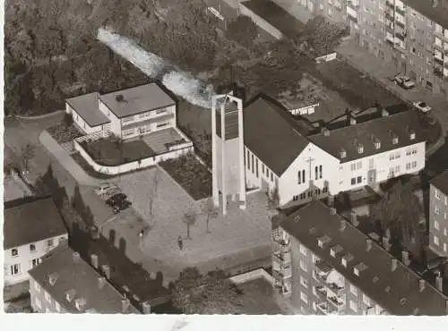 5000 KÖLN - WEIDENPESCH, Erlöserkirche und Umgebung, 1966, Luftaufnahme