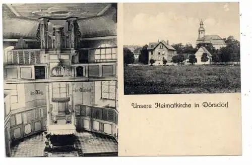 [Ansichtskarte] 5429 KAAR - EINRICH - DÖRSDORF, Kirche mit Orgel, Dorfansicht, Verag marsilius - Katzenelnbogen. 