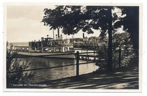[Ansichtskarte] BINNENSCHIFFE - STARNBERGER SEE, meherer Dampfer am Anleger Starnberg. 