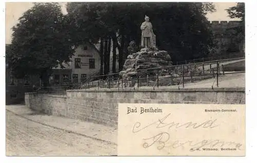 [Ansichtskarte] 4444 BAD BENTHEIM, Bismarckhalle, Bismarck - Denmal an der Unterstrasse, 1903. 