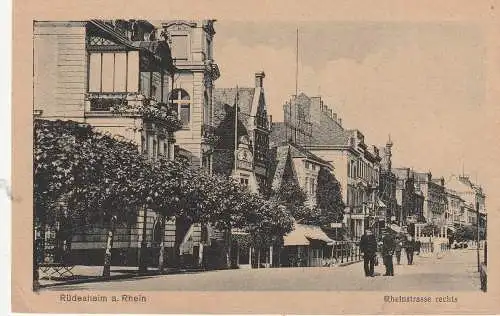 [Ansichtskarte] 6220 RÜDESHEIM, Rheinstrasse rechts, 1919, Feist. 