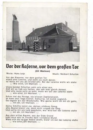 MUSIK - LIEDER, "Vor der Kaserne, vor dem grossen Tor" - Lili Marleen