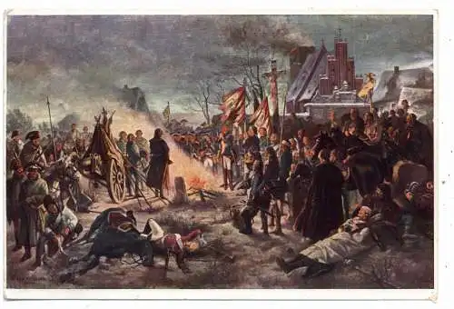 [Ansichtskarte] NIEDER - SCHLESIEN - LEUTHEN / LUTYNIA, Schlacht bei Leuten 1757, Künstler-Karte Choral nach der Schlacht. 