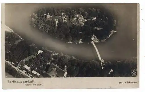 [Ansichtskarte] 1000 BERLIN - TREPTOW, Abtei und Umgebung, frühe Fliegeraufnahme. 