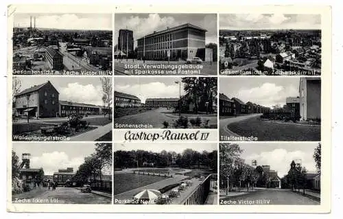 4620 CASTROP - RAUXEL, 4 Zechenansichten, Tilsiterstrasse, Waldenburgerstrasse, Sonnenschein, Parkbad Nord..., 1958, kl. Druckstelle
