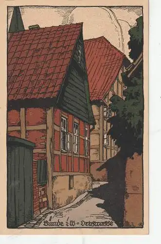 4980 BÜNDE, Ortsstrasse, Steindruck, 1933