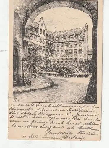 [Ansichtskarte] 4800 BIELEFELD, Rathaushof, Künstler-Karte Schiele - Fliedner, 1922. 